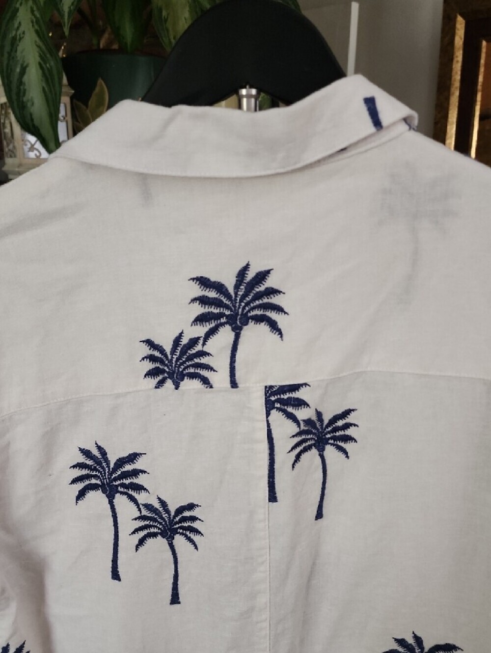 Calypso St. Barth Palm Tree Linen Blend Shirt Dress Coastal Resort - Picture 7 of 11